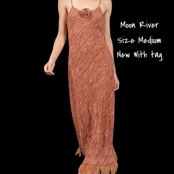 New Moon River Sleeveless Maxi Dress in Orange - Size Medium New with Tags - Picture 1 of 3